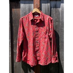 Vintage Bullock & Jones San Francisco Beautiful Red Paisley Shirt Size L